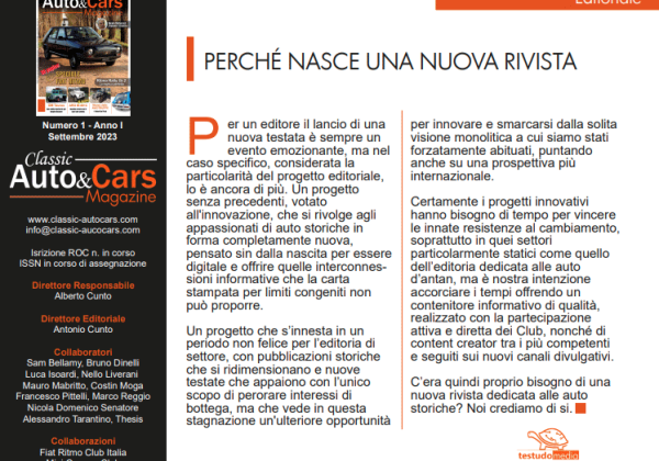 Editoriale Classic Auto&Cars Magazine